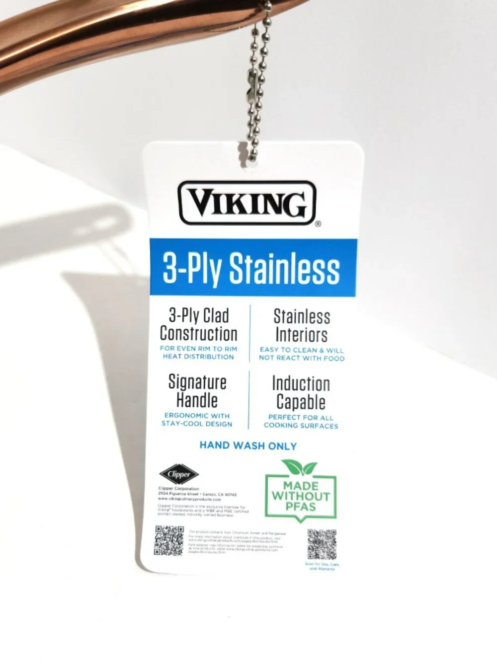 Viking 3-Ply Stainless Steel 2.25 Quart Sauce Pan Glass Lid Copper Handle